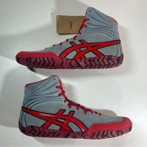 Asics Aggressor 4 Wrestling Shoes - SHEET ROCK/CLASSIC RED Men Sz. 10 Brand New